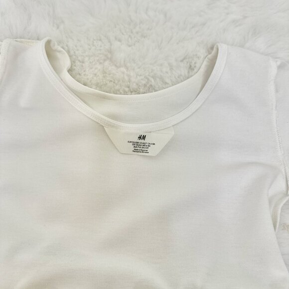 H&M Girls Floral Long-Sleeve Dress – White & Soft Rose Print - Picture 8 of 9